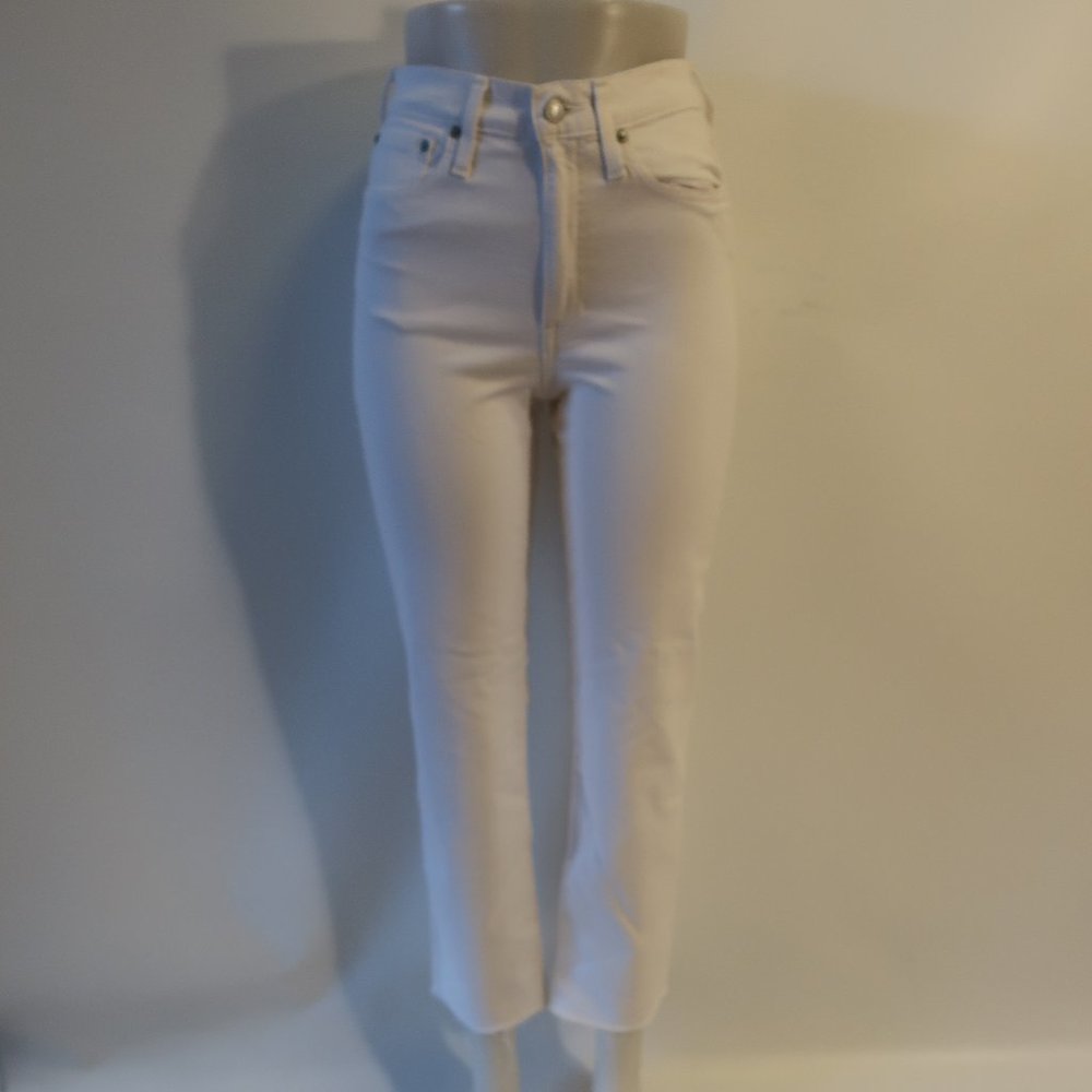 Womens J.Crew White Raw Hem Slim Denim Jeans 24 *